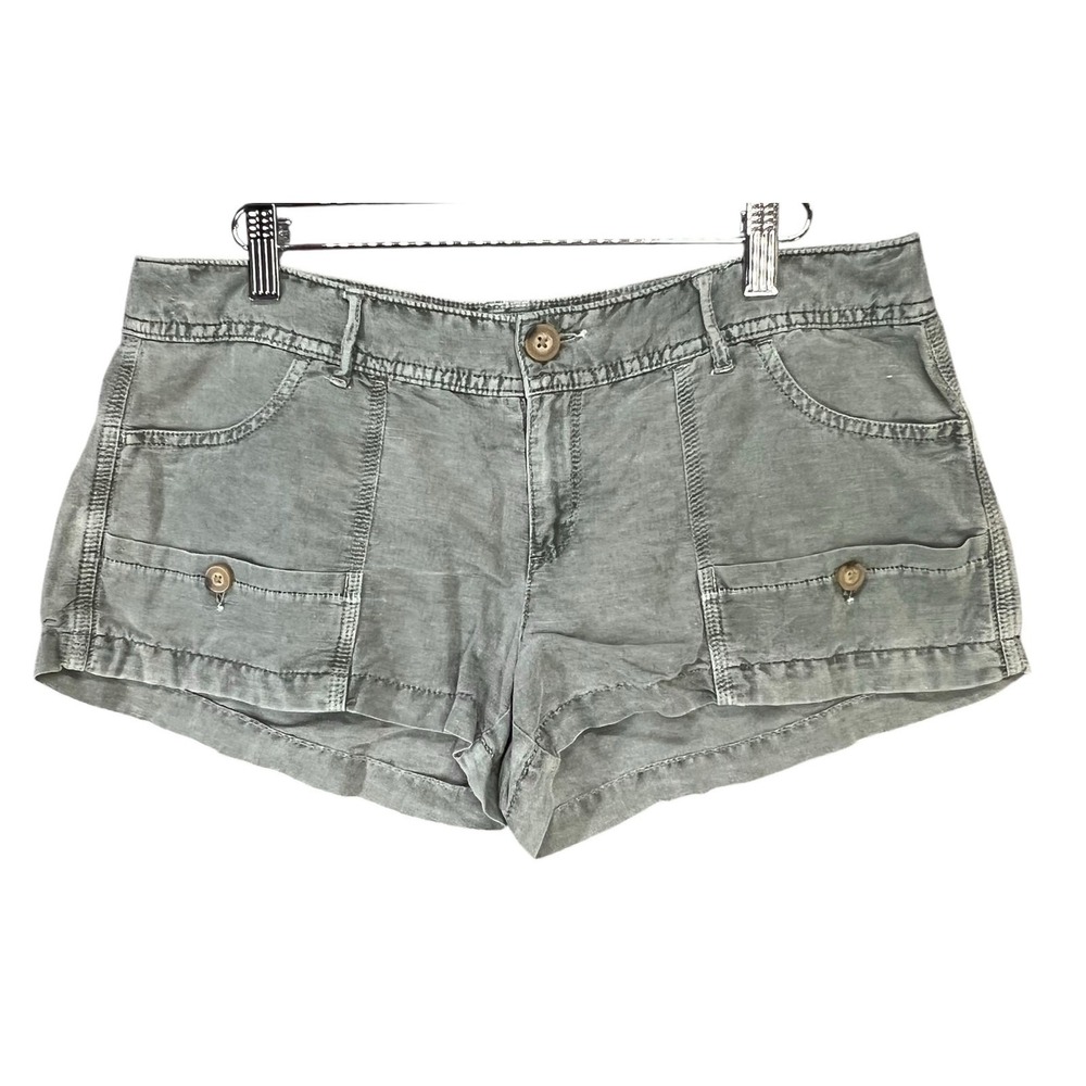 American Eagle Y2K Micro Shorts Womens 8 Gray Linen Cotton Booty Beach Summer
